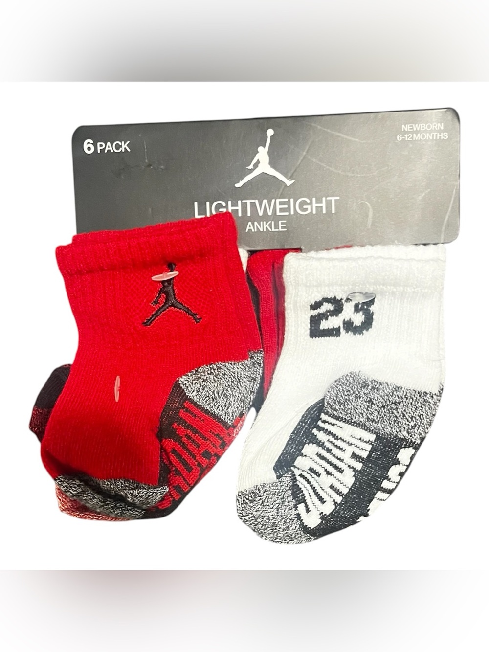 Jordan Lightweight Ankle Socks - Red, White & Black (6 Pack)